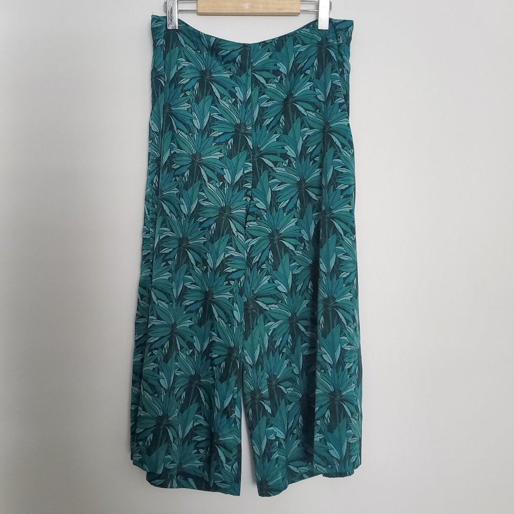 ICONE Palazzo Pants Tropical Wide Leg Cropped Pants Long Culottes size Large